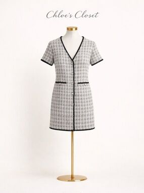 Black & White Tweed Mini Dress